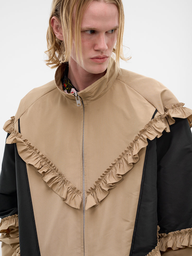 Two-Tone Ruffled Frill Jacket (6149-1292-TOFFEE-BLACK)