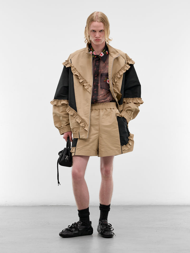 Two-Tone Ruffled Frill Jacket (6149-1292-TOFFEE-BLACK)