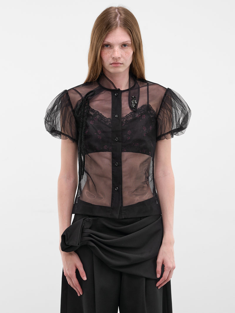 Black Sheer Tulle Puff Top (5452B-0069-BLACK-BLACK-JET)