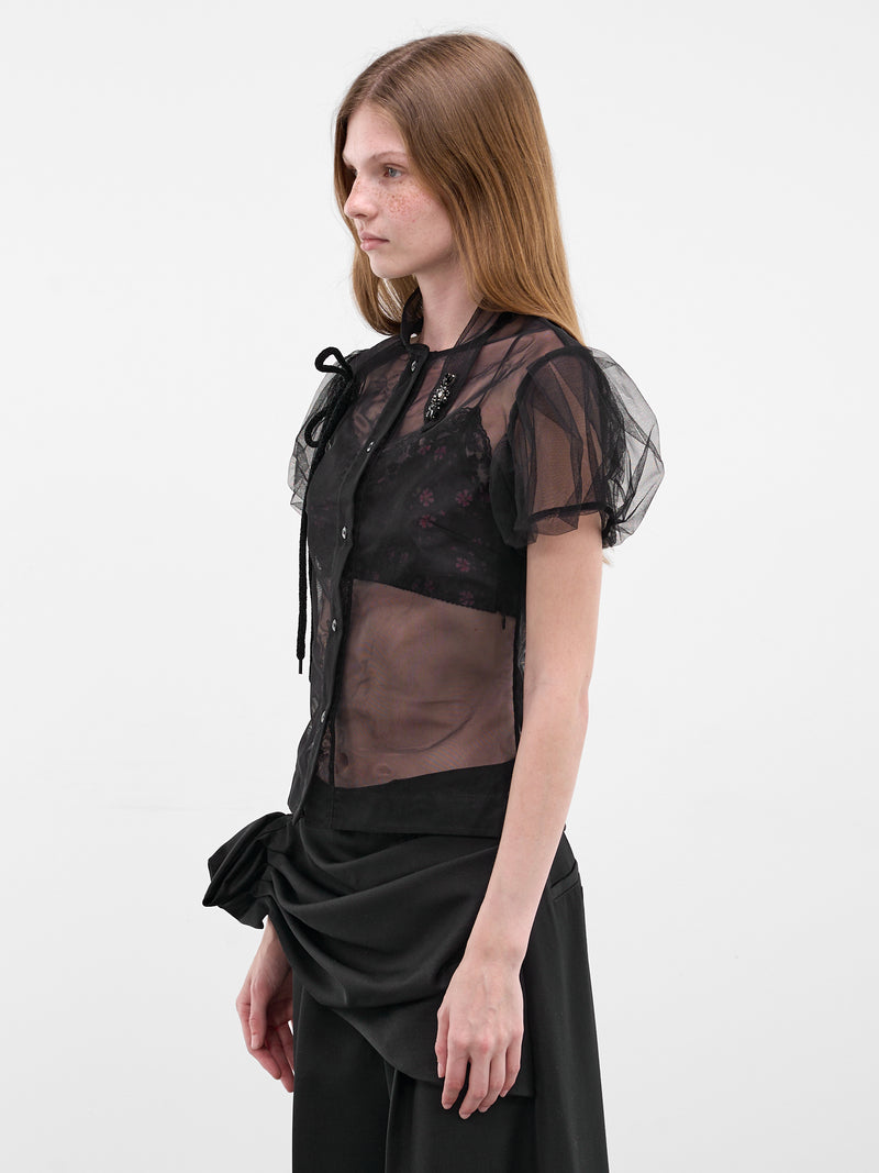Black Sheer Tulle Puff Top (5452B-0069-BLACK-BLACK-JET)