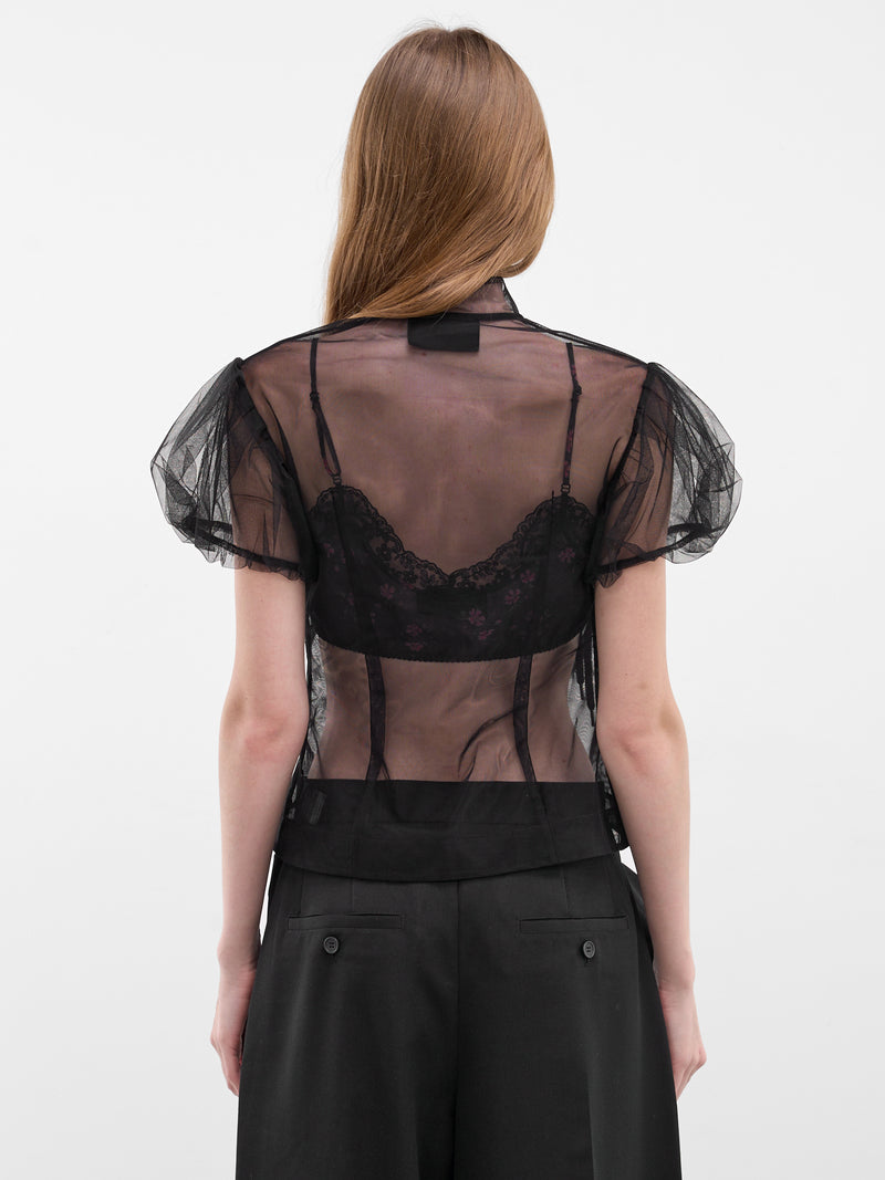 Black Sheer Tulle Puff Top (5452B-0069-BLACK-BLACK-JET)