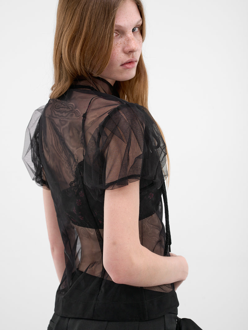 Black Sheer Tulle Puff Top (5452B-0069-BLACK-BLACK-JET)