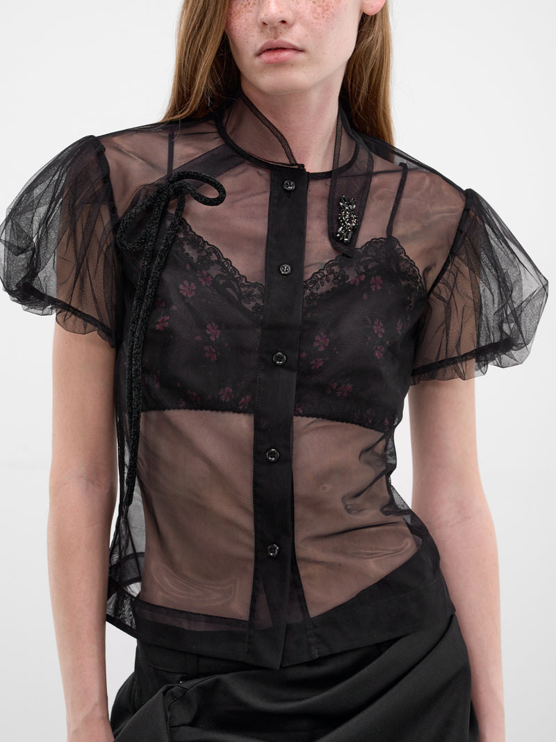 Black Sheer Tulle Puff Top (5452B-0069-BLACK-BLACK-JET)