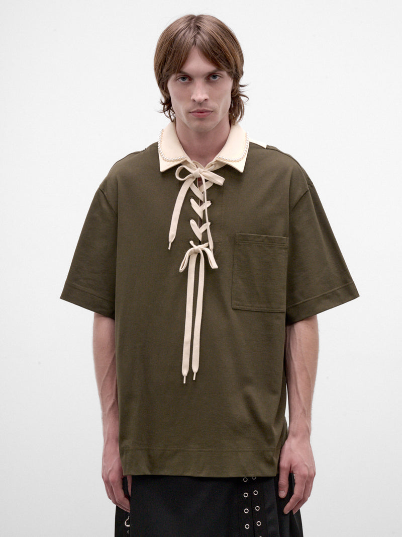 Khaki Cotton Rugby Polo (5472B-0562-KHAKI-ECRU-WHITE-PE)