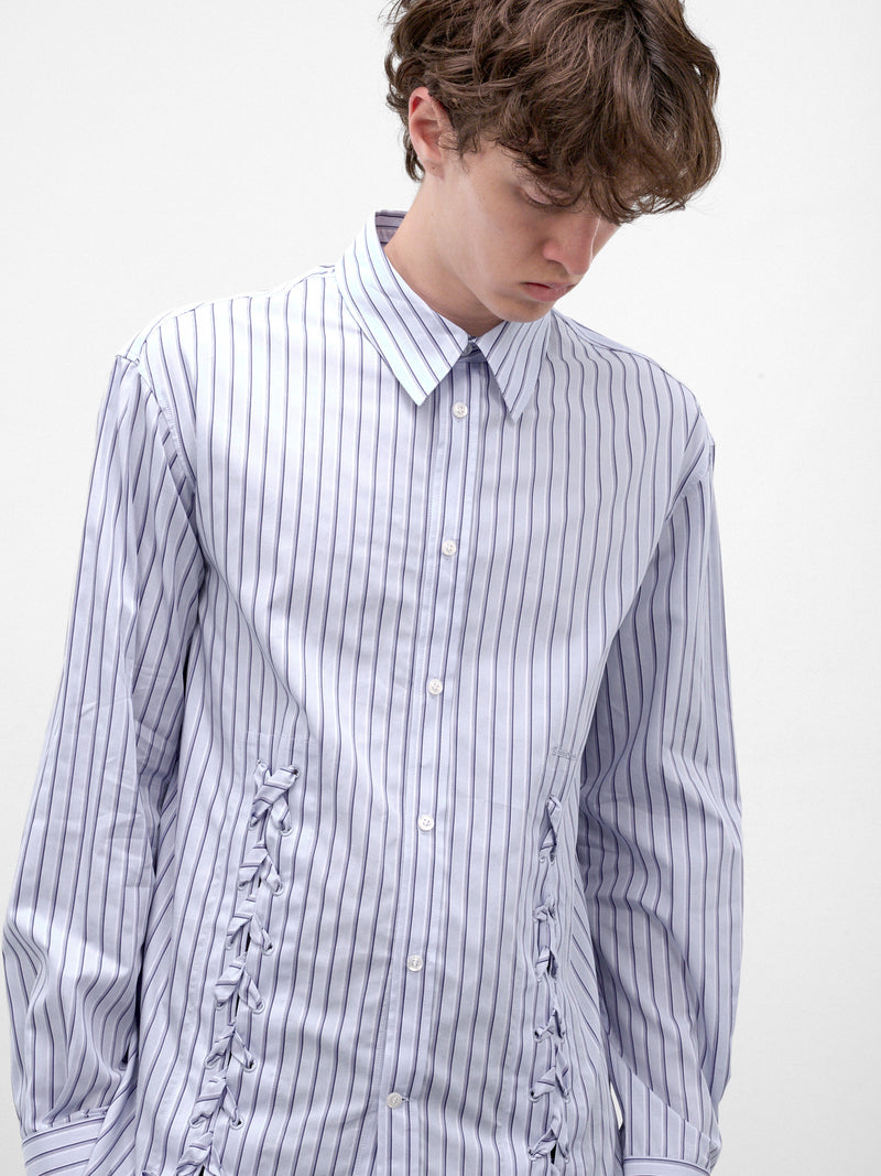 Blue Striped Poplin Lace-Up Shirt (5480-1351-PALE-BLUE)