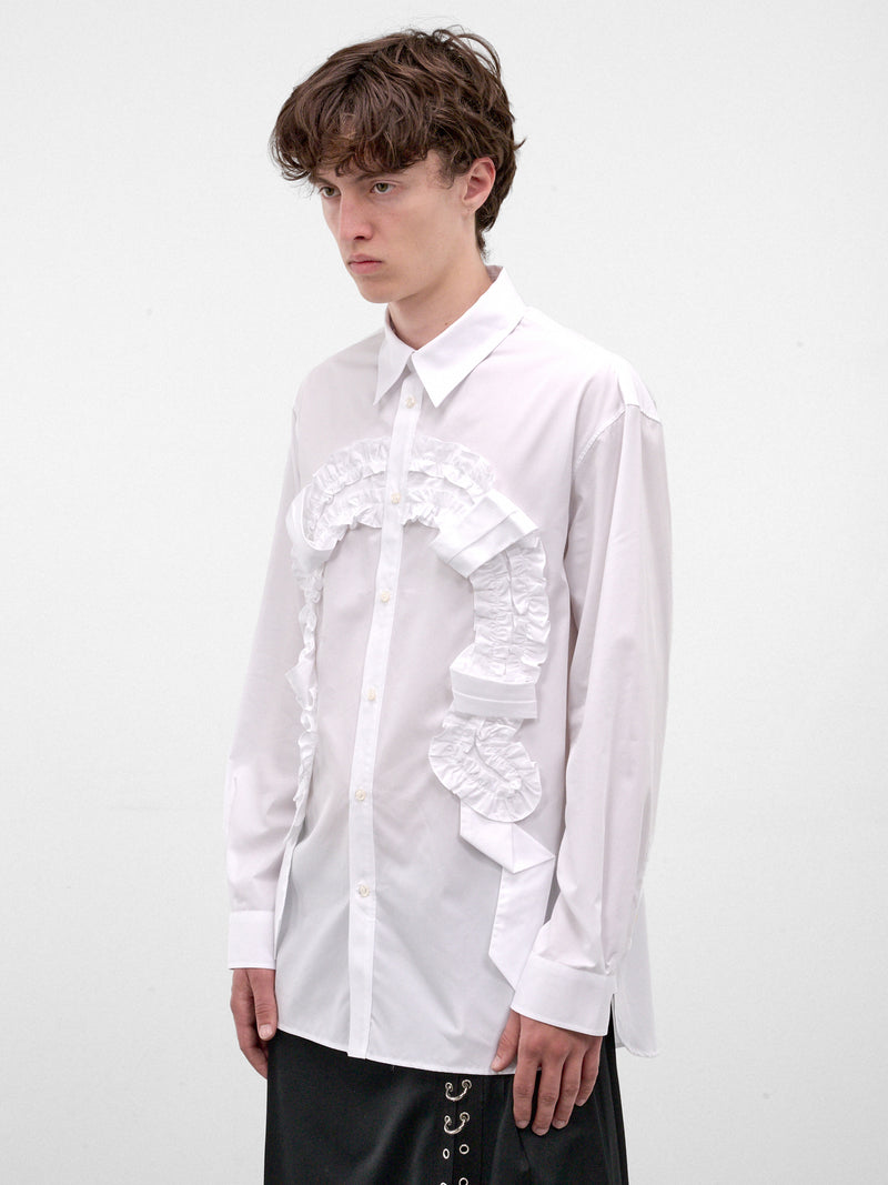 White Cotton Ruffled Horseshoe Shirt (5481-1287-WHITE)