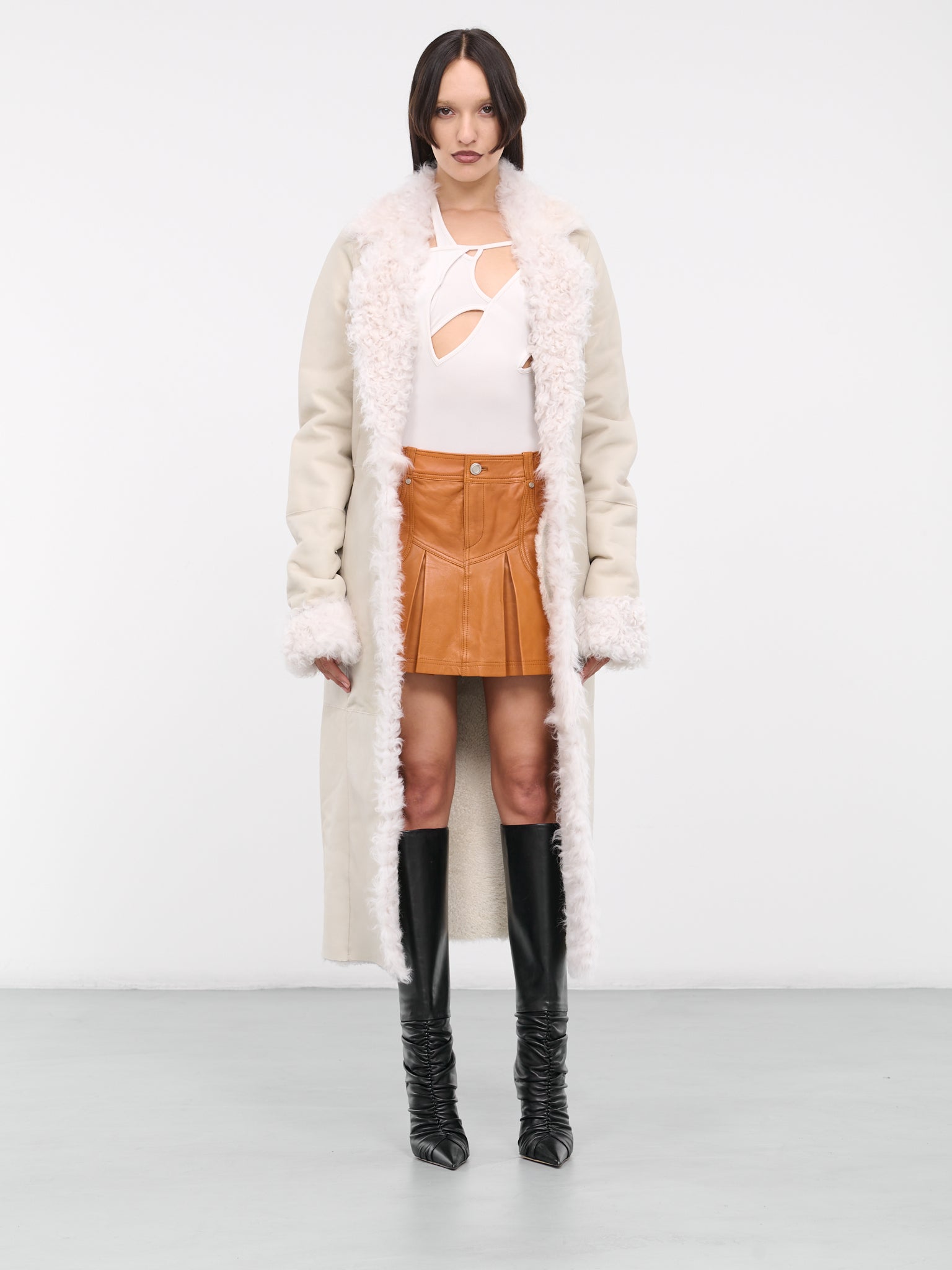Leather Mini Skirt (56G00283-2P000314-BROWN)