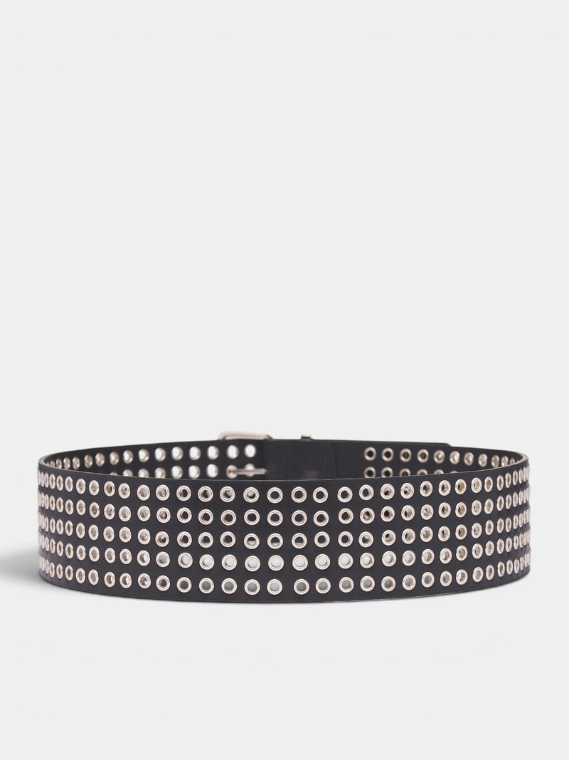 Black Eyelet Leather Belt (59-EYELET-BELT-BLACK)