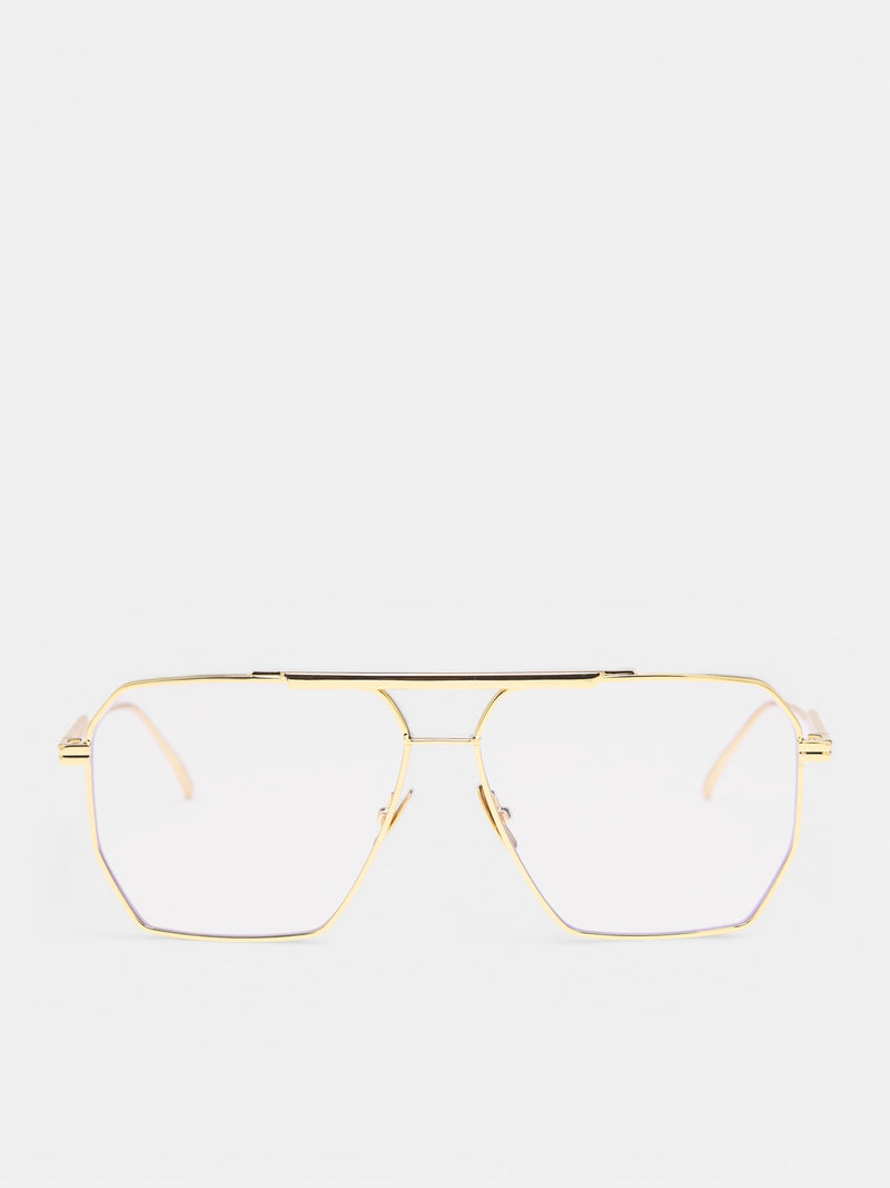 Gold Wire Frame Aviator Glasses (590248V4450008-GOLD-TRANSPAREN)