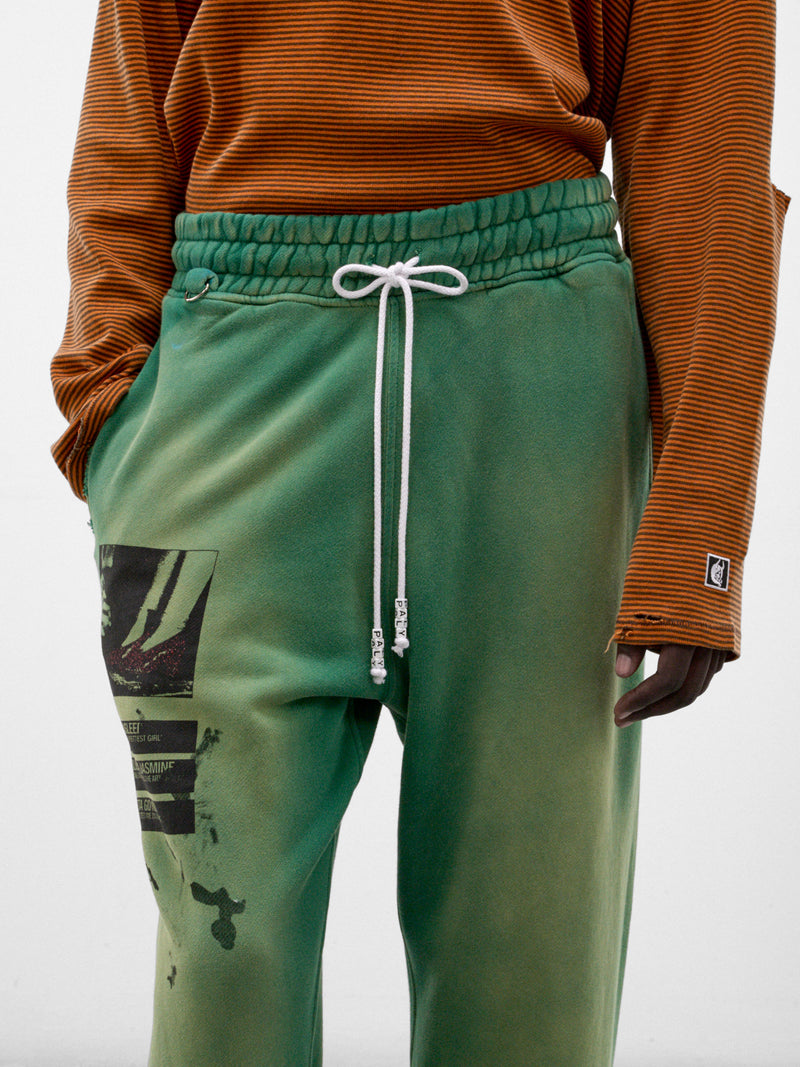 Washed Green Cotton Maintenance Sweatpants (5M001Q3018GRN-GREEN)