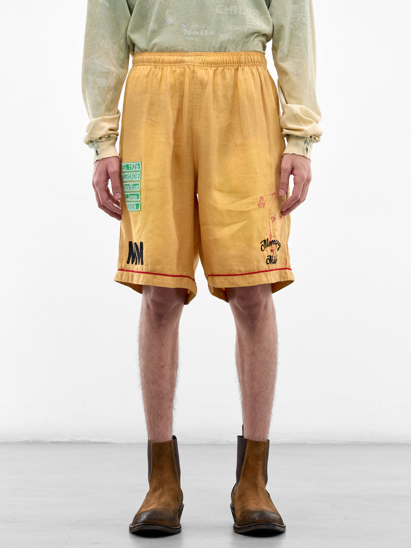 Yellow Linen Montauk Bowling Shorts (5U007Q1010-YELLOW)