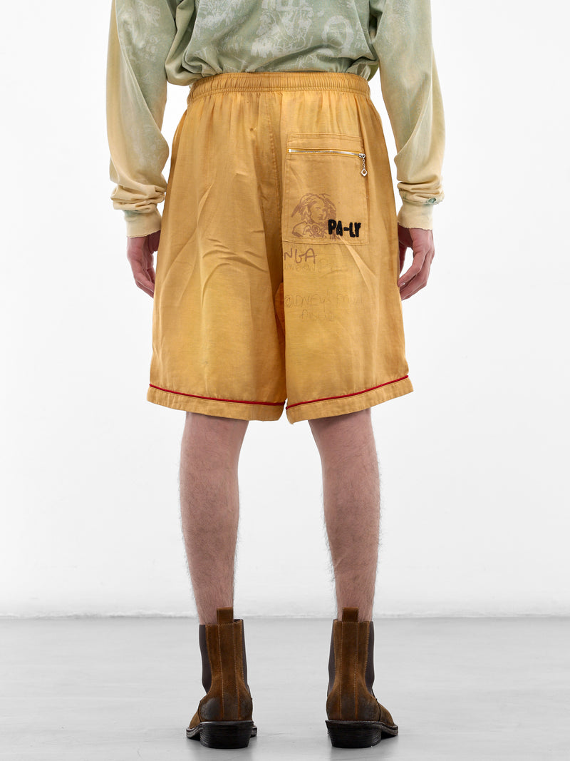 Yellow Linen Montauk Bowling Shorts (5U007Q1010-YELLOW)