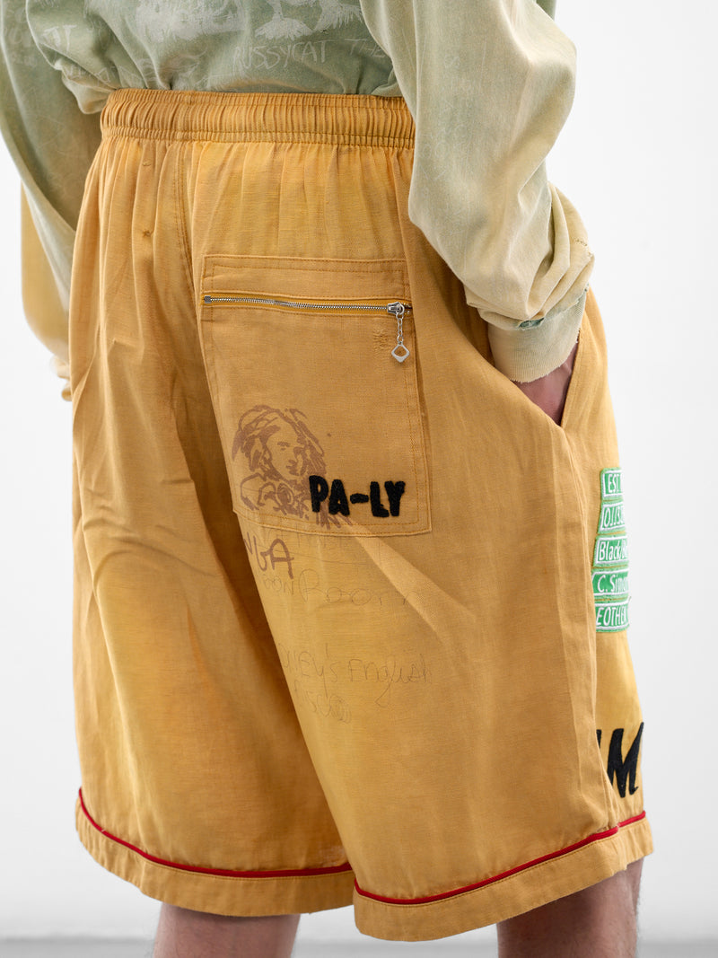Yellow Linen Montauk Bowling Shorts (5U007Q1010-YELLOW)