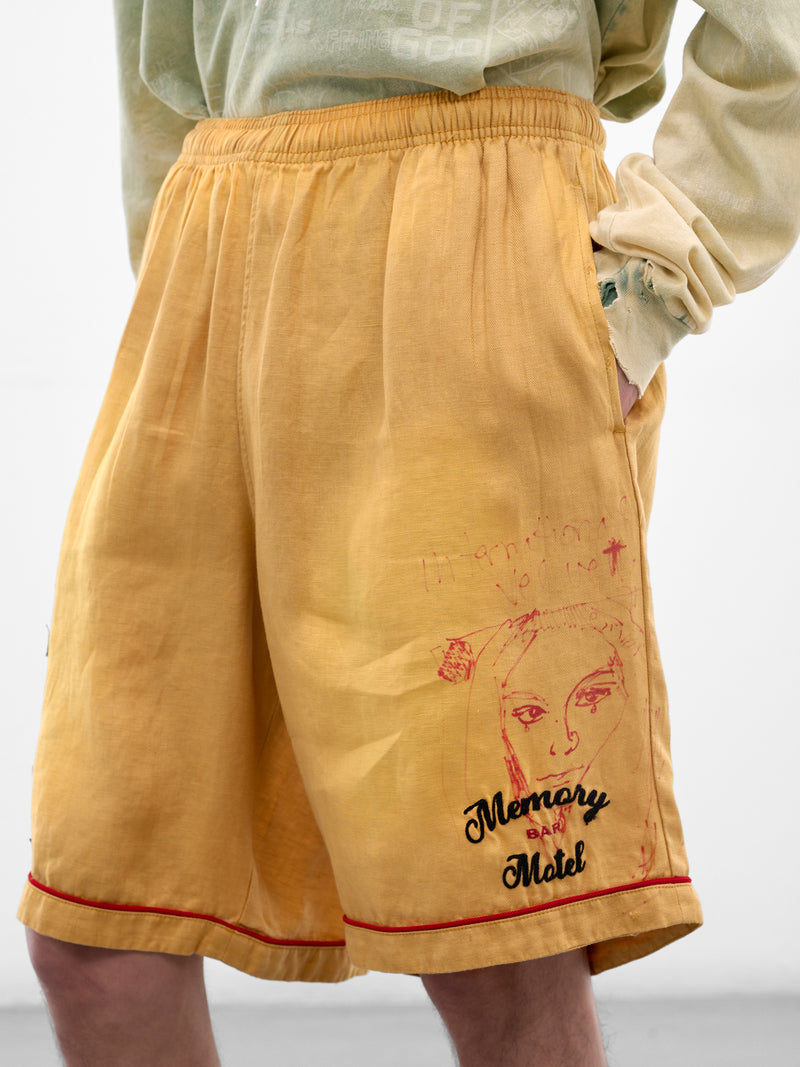 Yellow Linen Montauk Bowling Shorts (5U007Q1010-YELLOW)