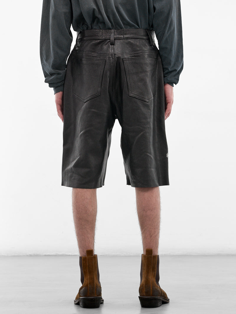 Black Leather Holy Mountain Shorts (5U011Q1010-BLACK)