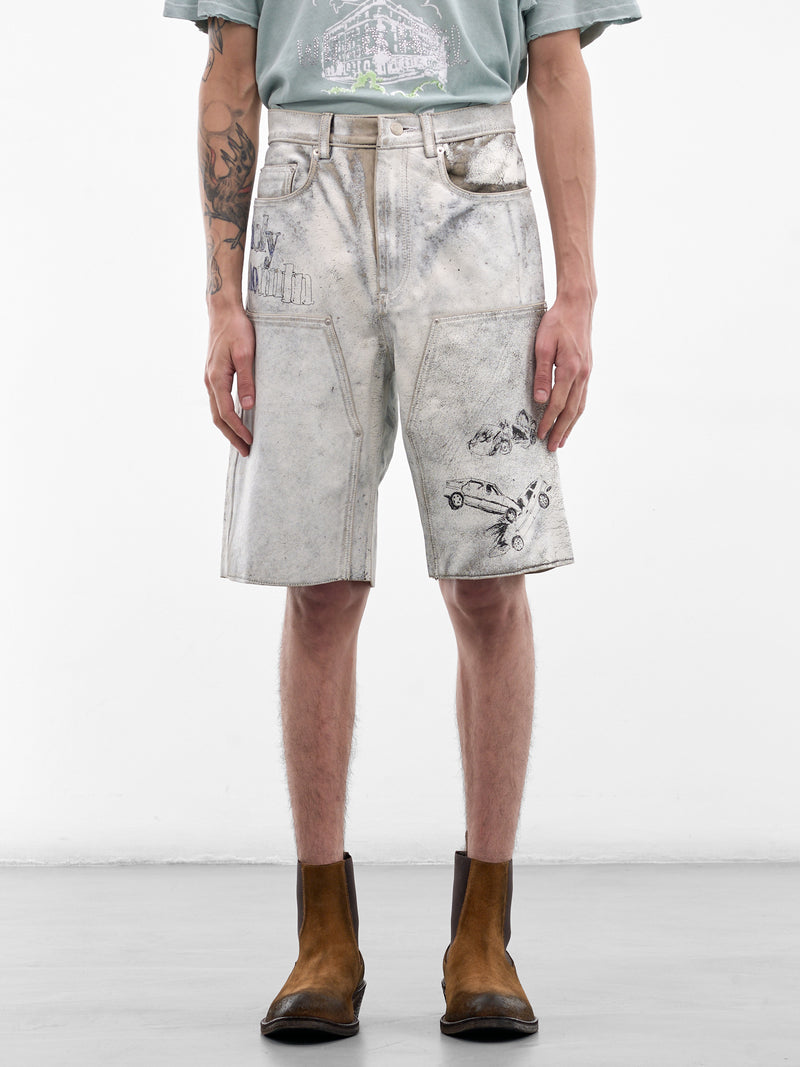 White Leather Holy Mountain Shorts (5U011Q1010-WHITE)