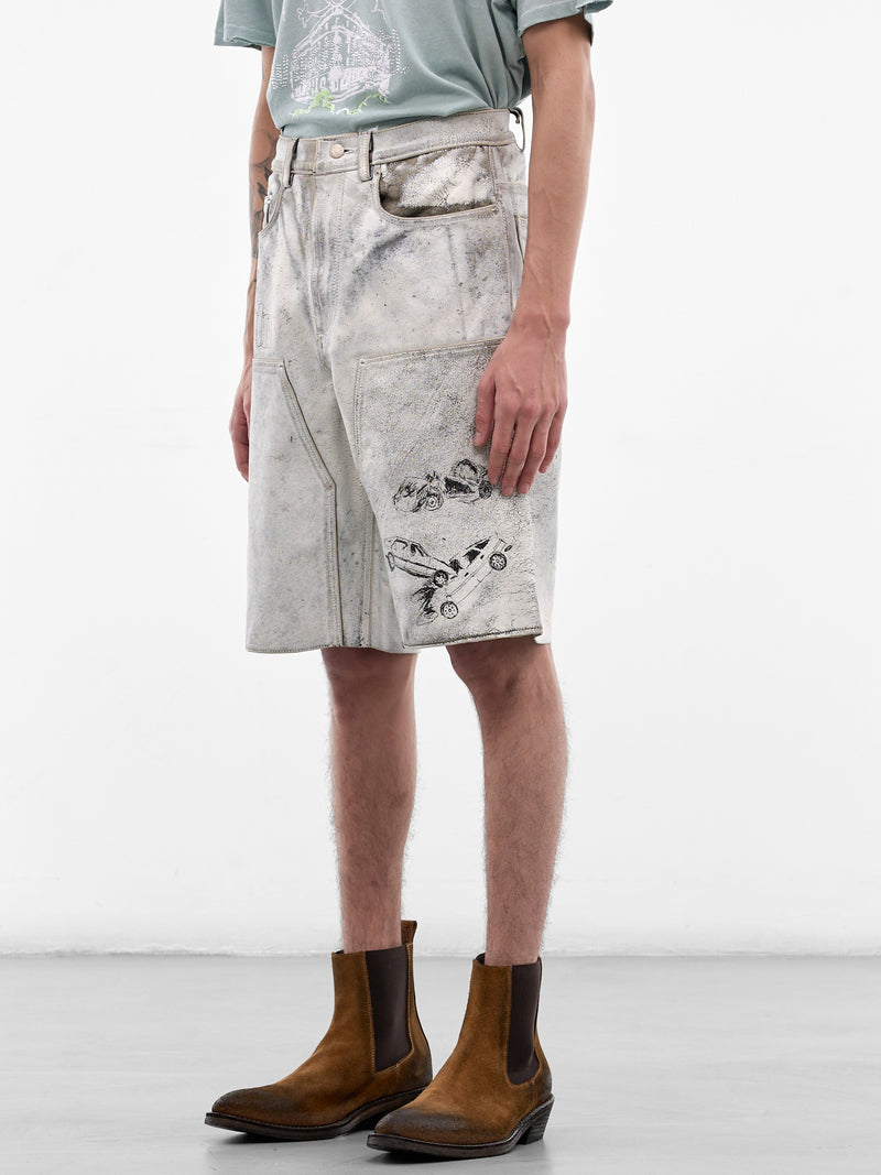 White Leather Holy Mountain Shorts (5U011Q1010-WHITE)