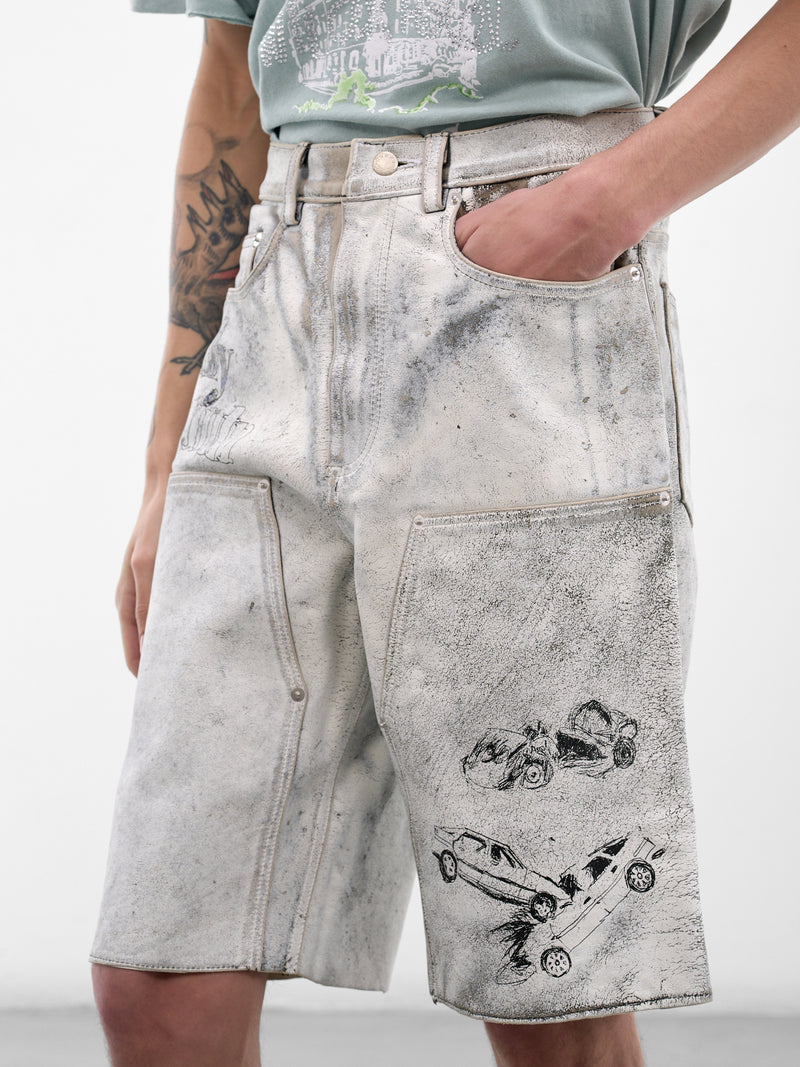White Leather Holy Mountain Shorts (5U011Q1010-WHITE)