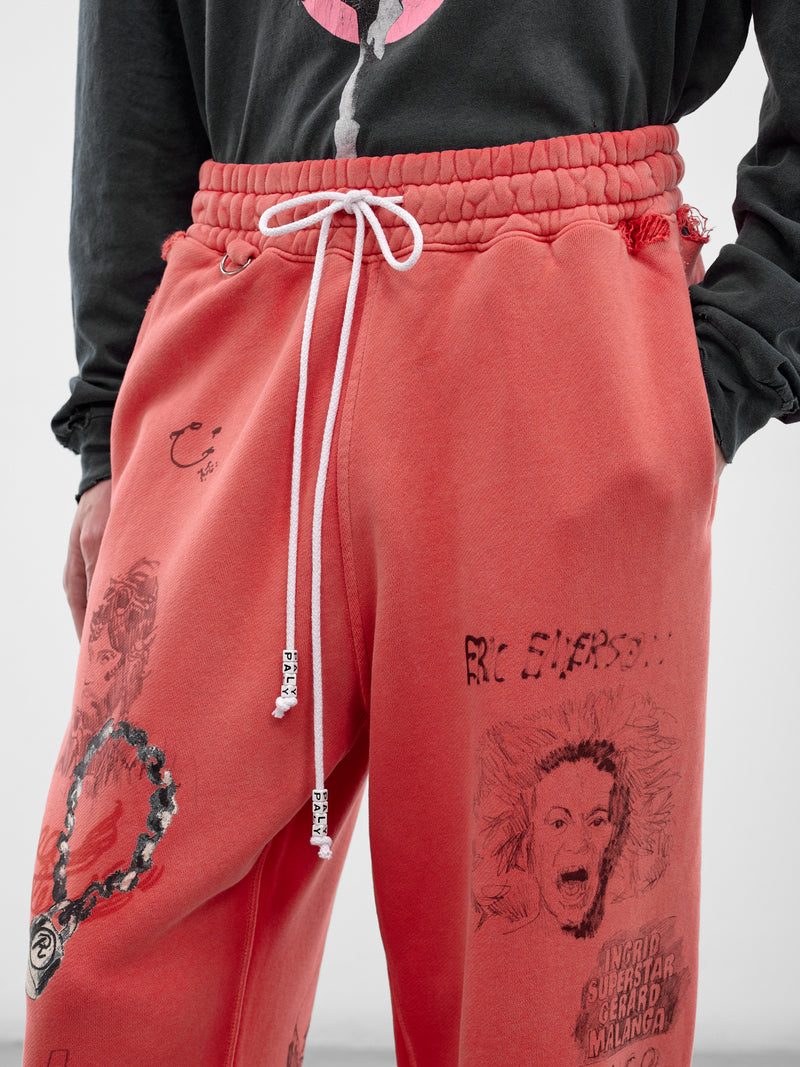 Red Cotton CHELSEay Hotel Sweatpants (5U014Q1010-RED)