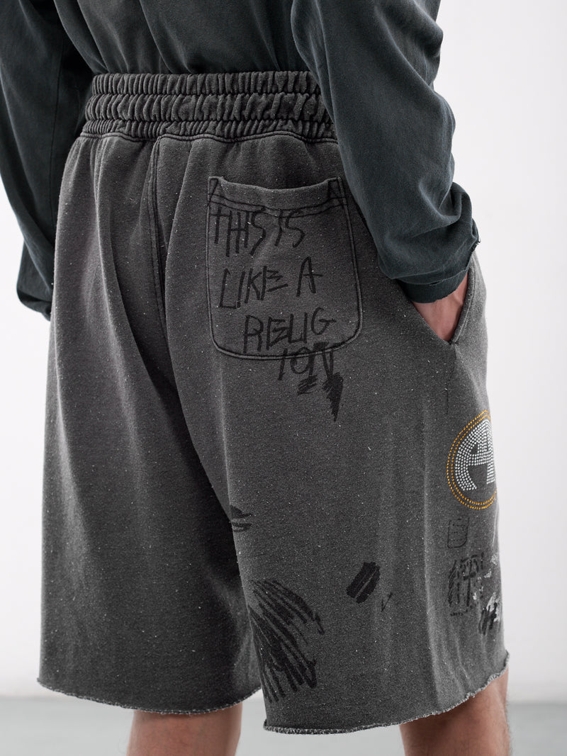 Carry The Message Sweat Shorts (5U019Q1010BLK-VINTAGE-BLACK)