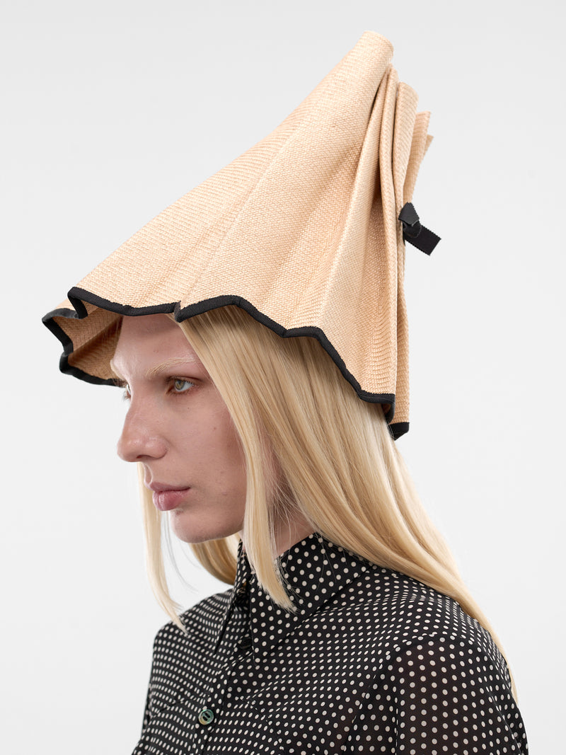 Sculptural Ruffled Cone Twist Hat (6-TWIST-BLACK-WHITE)