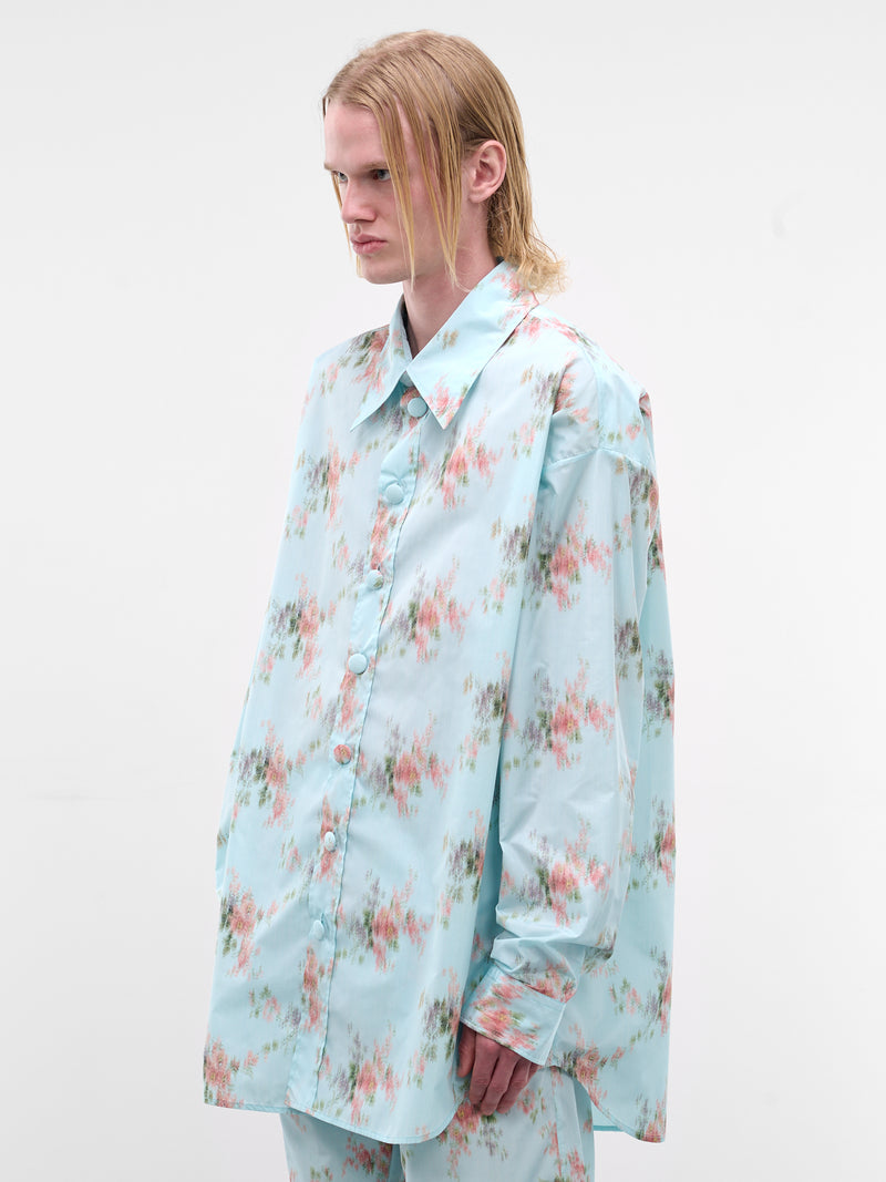 Blurry Floral Graphic Maxi Shirt (6005-CC16-LIGHT-BLUE)