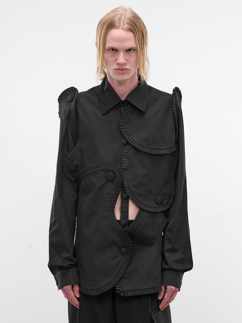Arp Art Patchwork Ruffle Shirt (6009A-BLACK)