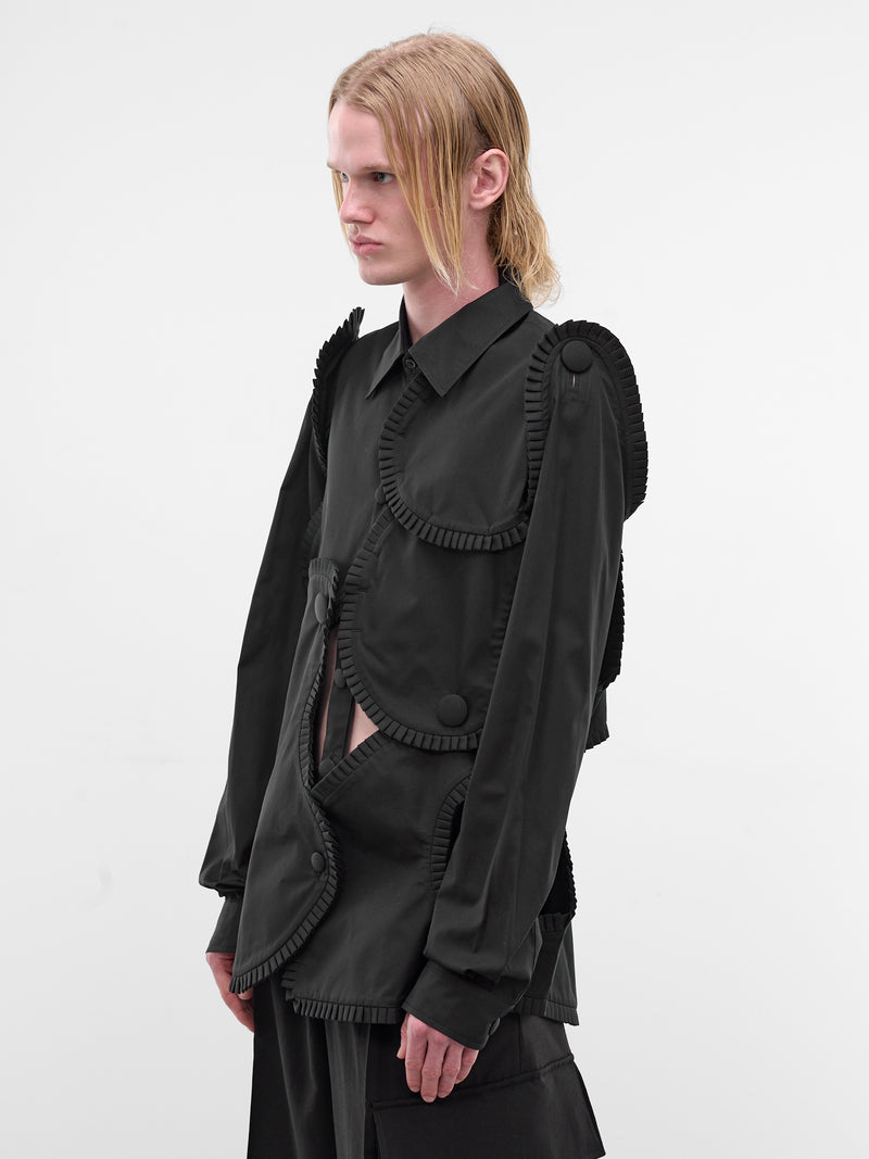 Arp Art Patchwork Ruffle Shirt (6009A-BLACK)