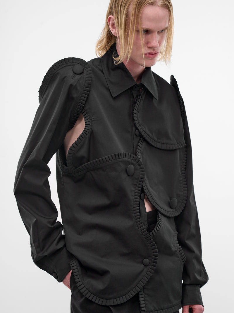 Arp Art Patchwork Ruffle Shirt (6009A-BLACK)