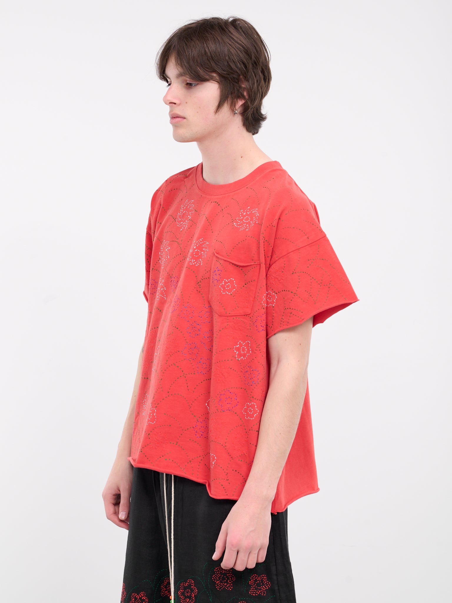 Embroidered Pocket Tee (601241002-6-RED)