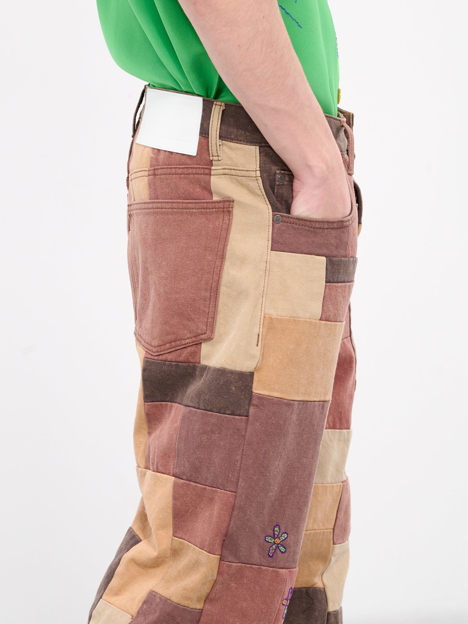 Paneled Color Block Jeans (601241901-1-BROWN)