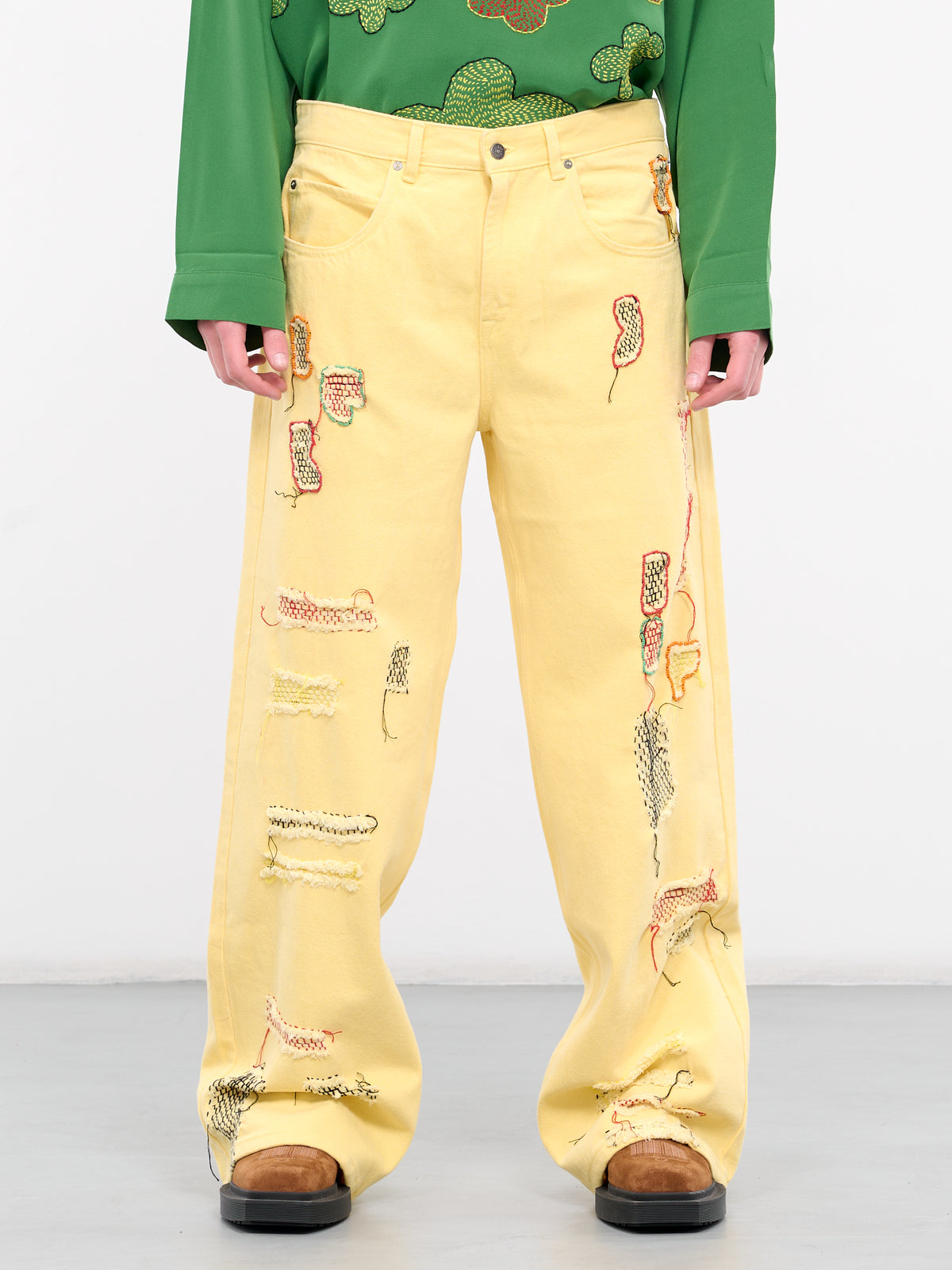 Embroidered Jeans (601241902-2-YELLOW)