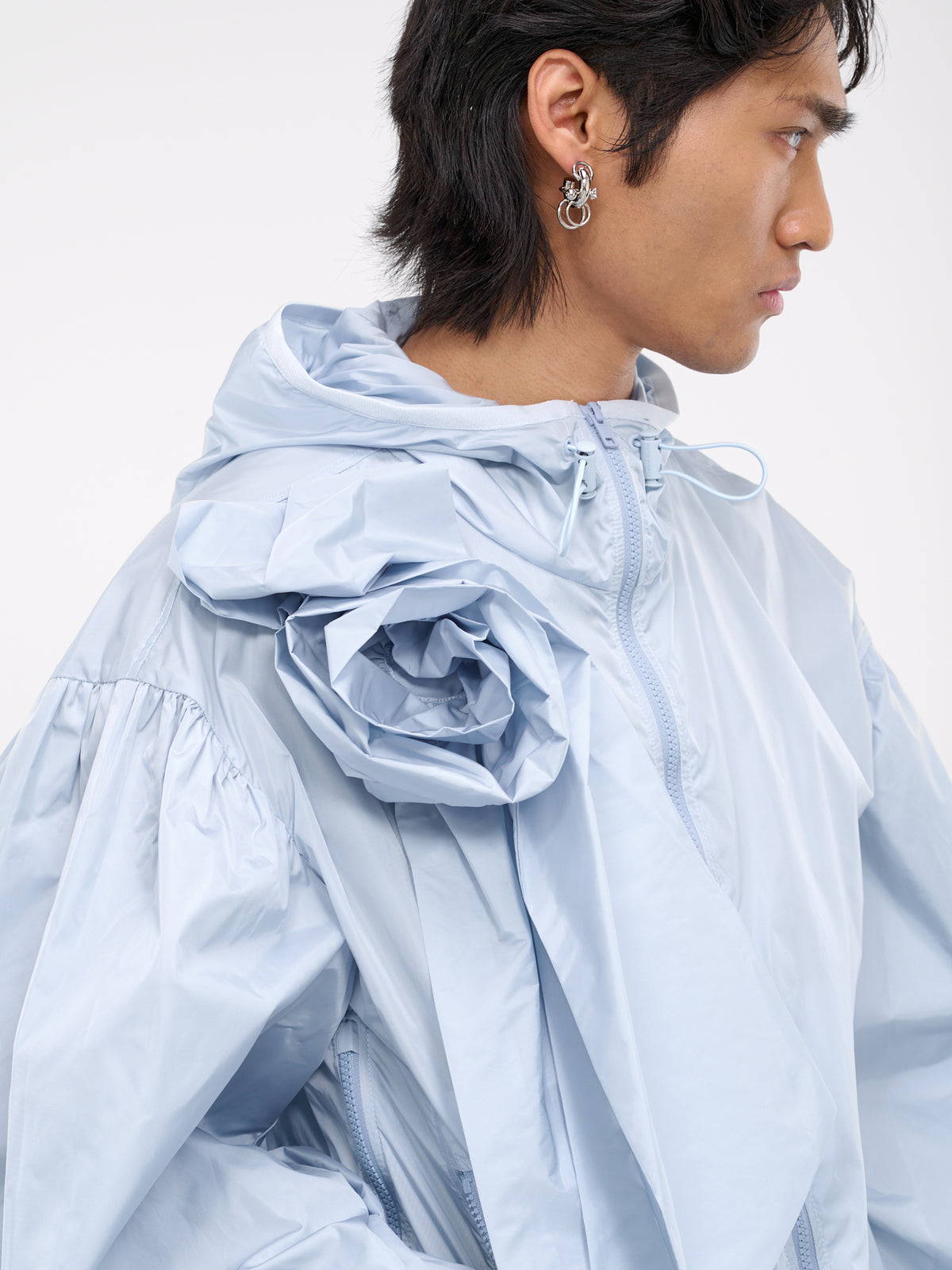 Pressed Rose Puff Sleeve Jacket (6078R-1067-BABY-BLUE)