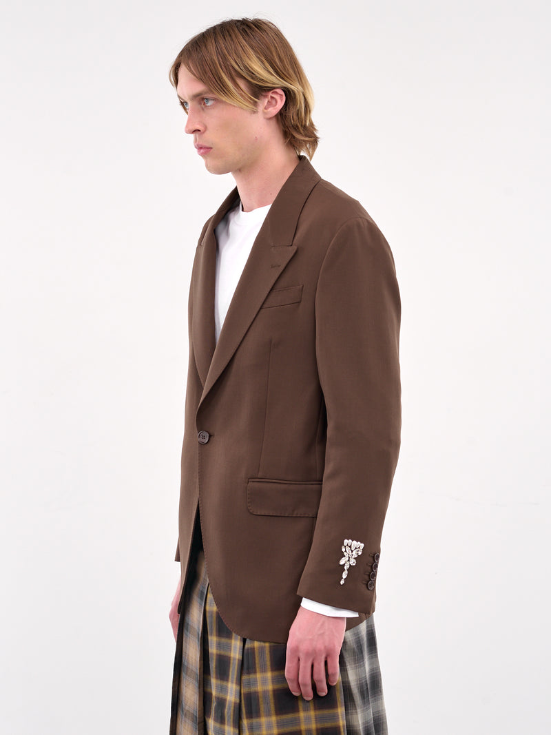 Peaked Lapel Blazer (6119DB-1217-CHOCOLATE-PEARL-CL)