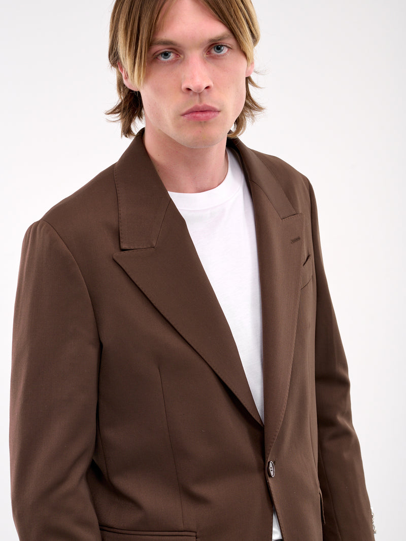 Peaked Lapel Blazer (6119DB-1217-CHOCOLATE-PEARL-CL)