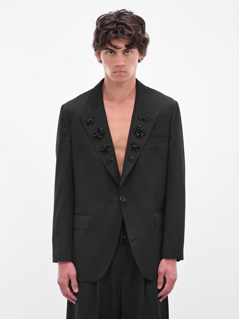 Black Relaxed Wide Peak Jacket (6119DTB-1217-BLACK-JET)