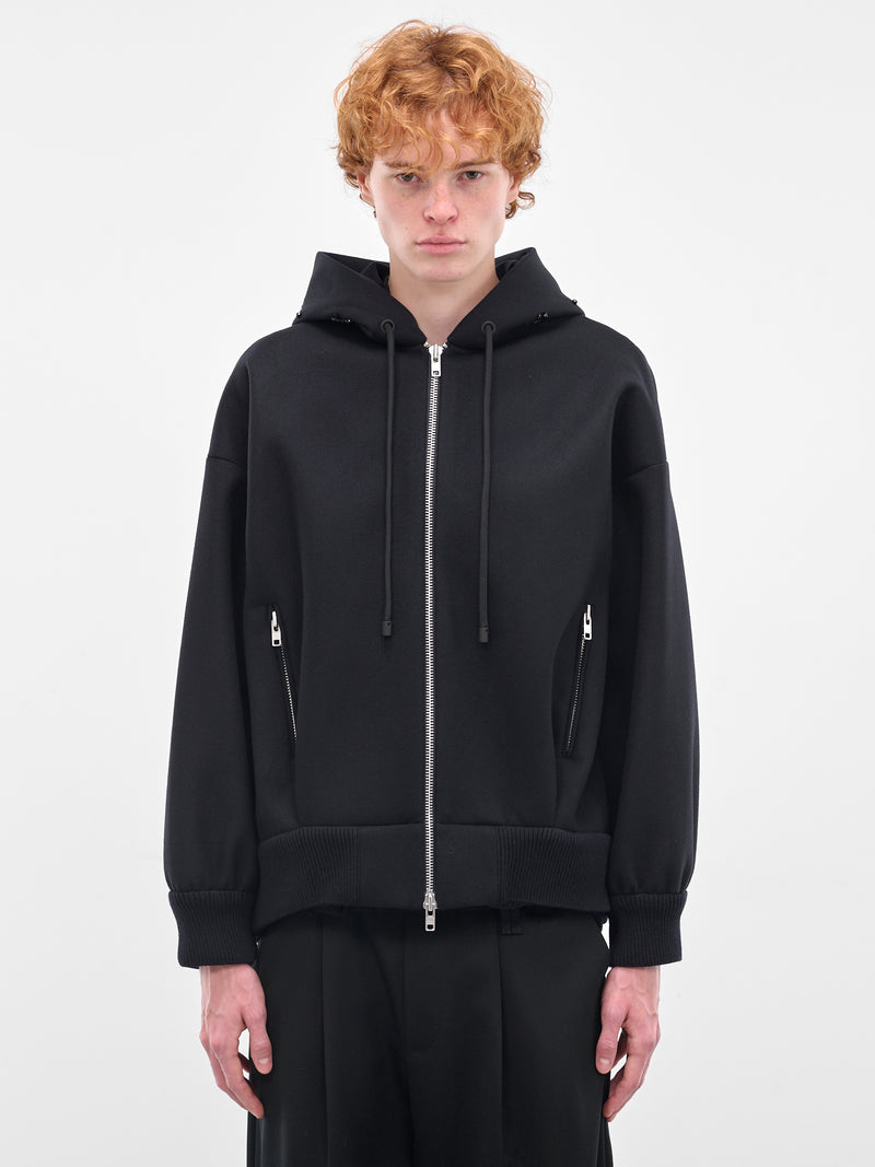 Navy Bonded Wool Zip Hoodie (6145B-1265-NAVY-JET)