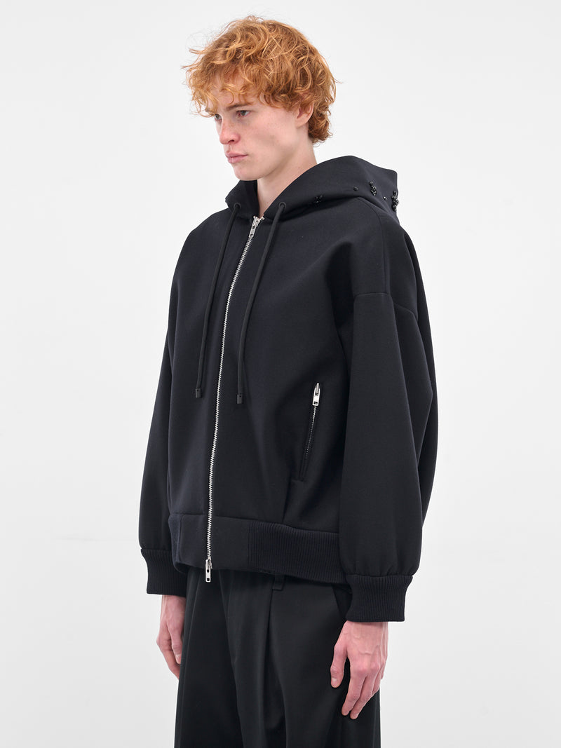 Navy Bonded Wool Zip Hoodie (6145B-1265-NAVY-JET)