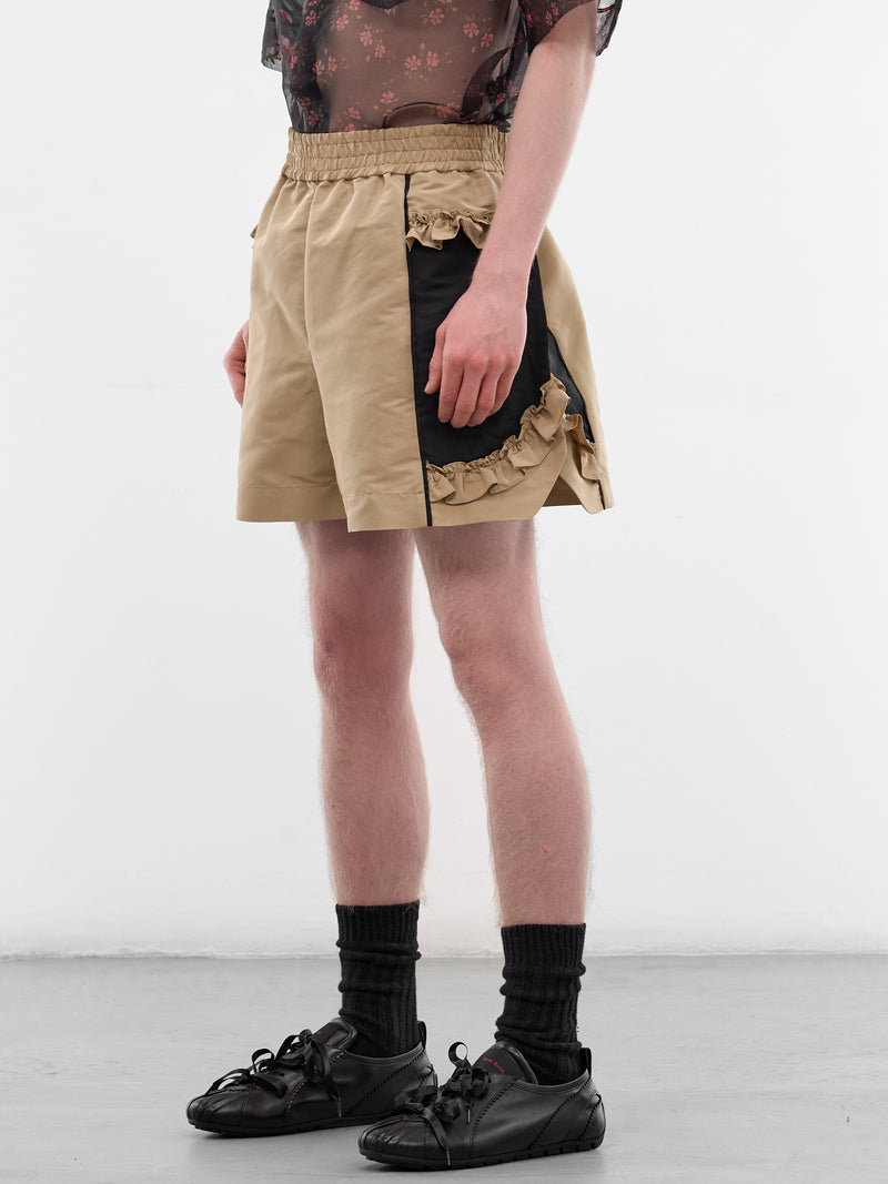 Two-Tone Ruffled Frill Shorts (4184-1292-TOFFEE-BLACK)