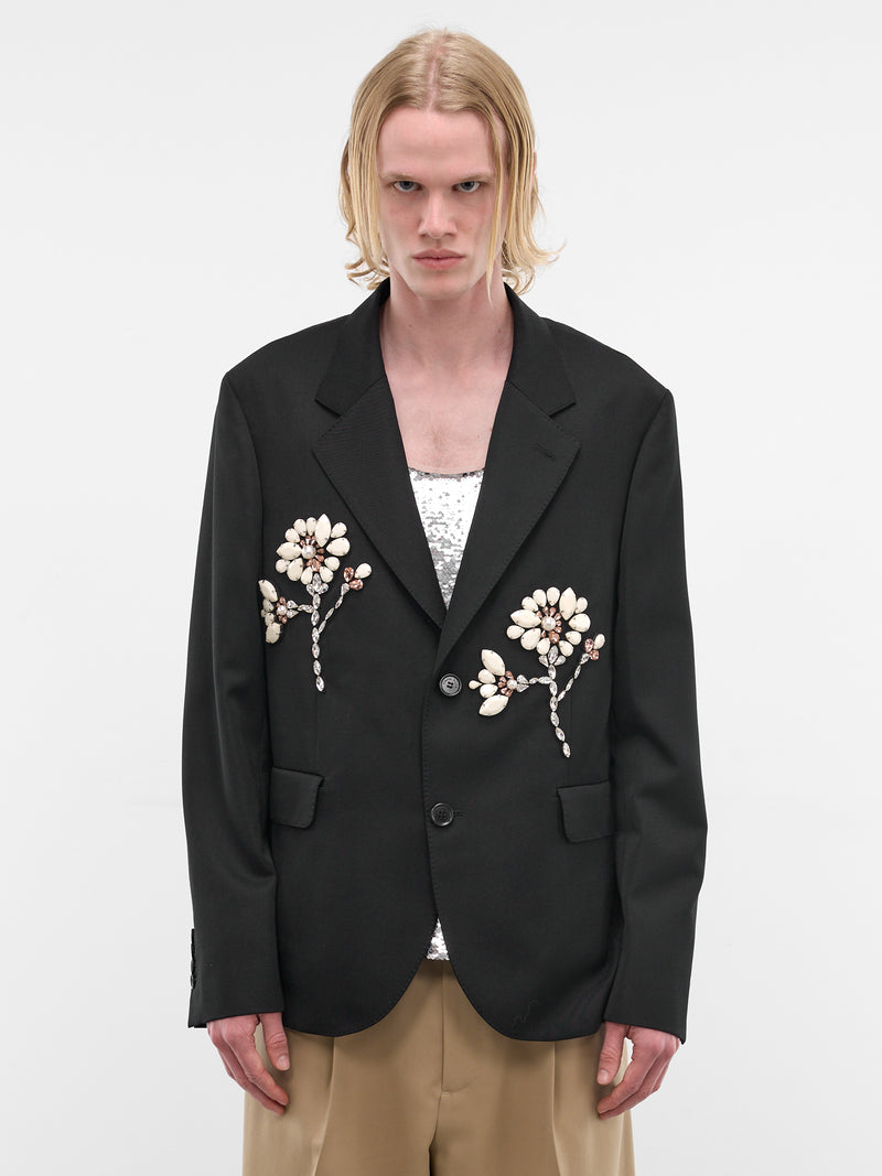 Black Crystal Wool Tailored Blazer (6158DTB-1217-BLACK-OPAQUE-CLEA)