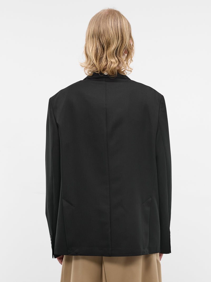 Black Crystal Wool Tailored Blazer (6158DTB-1217-BLACK-OPAQUE-CLEA)