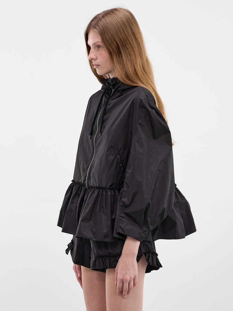 Black Nylon Peplum Hem Jacket (6162-1067-BLACK-BLACK)