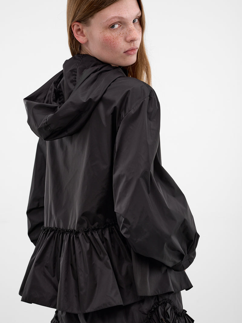 Black Nylon Peplum Hem Jacket (6162-1067-BLACK-BLACK)