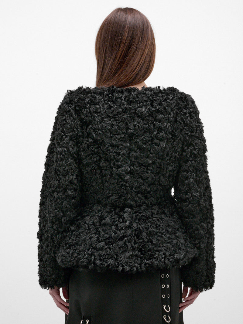 Black Curly Faux Fur Jacket (6182-1343-BLACK)