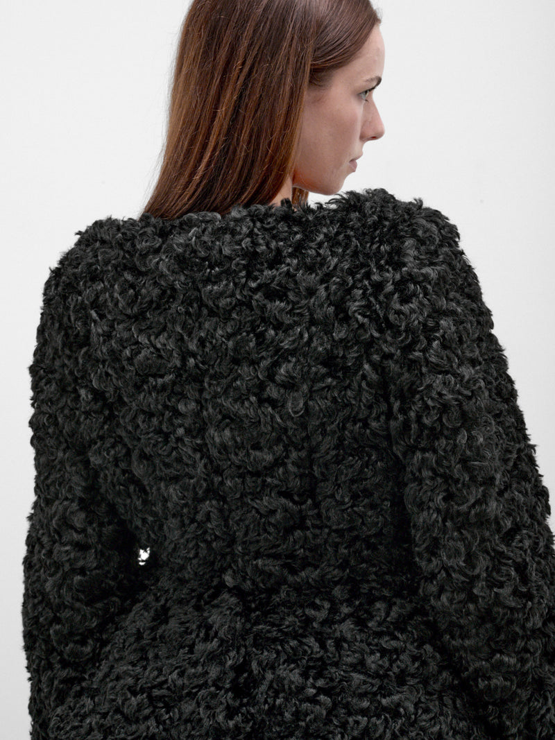 Black Curly Faux Fur Jacket (6182-1343-BLACK)