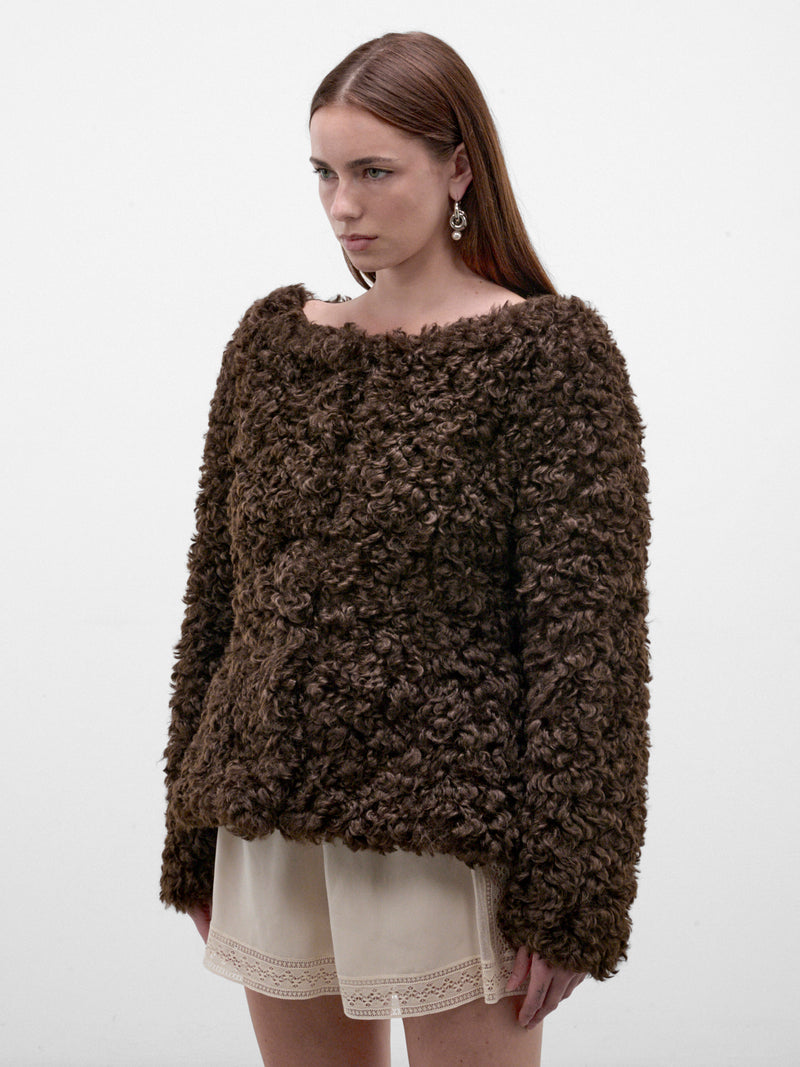 Brown Curly Faux Fur Jacket (6182-1343-BROWN)