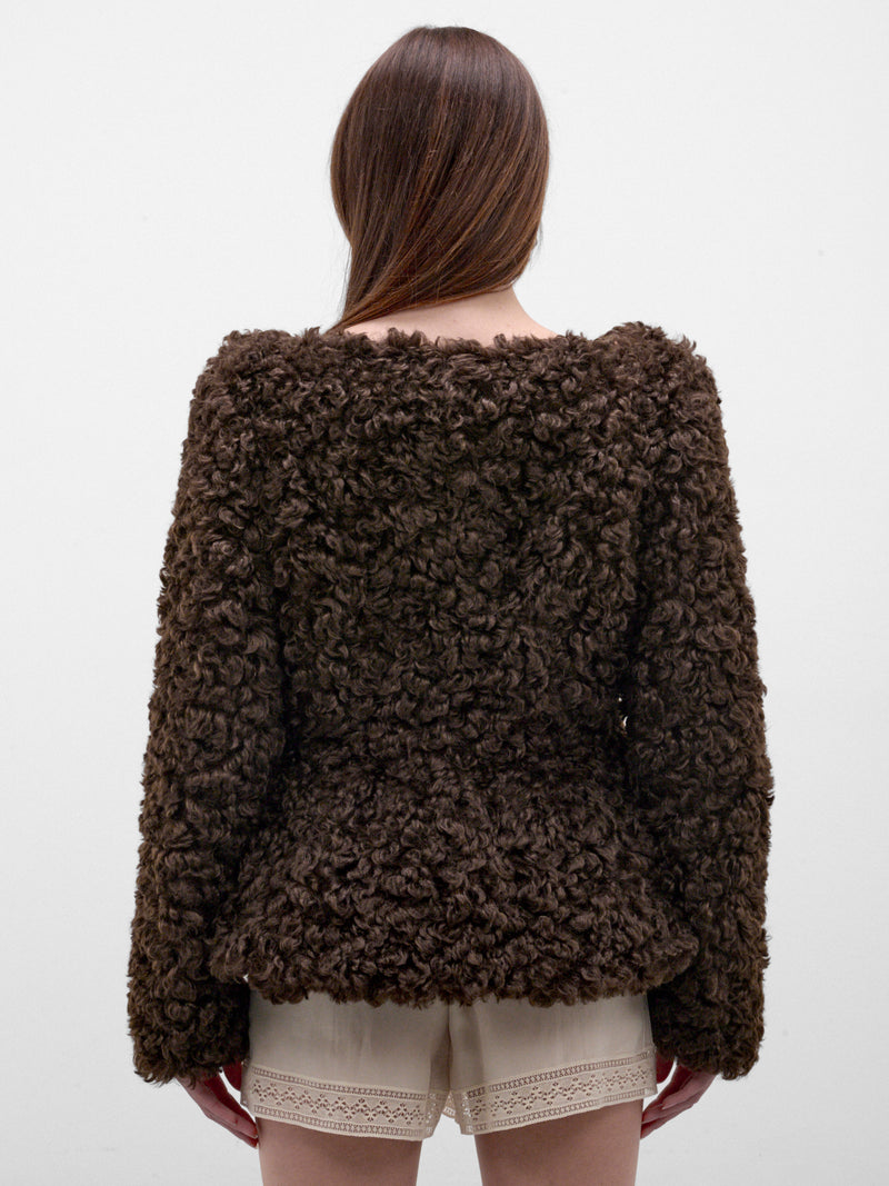 Brown Curly Faux Fur Jacket (6182-1343-BROWN)