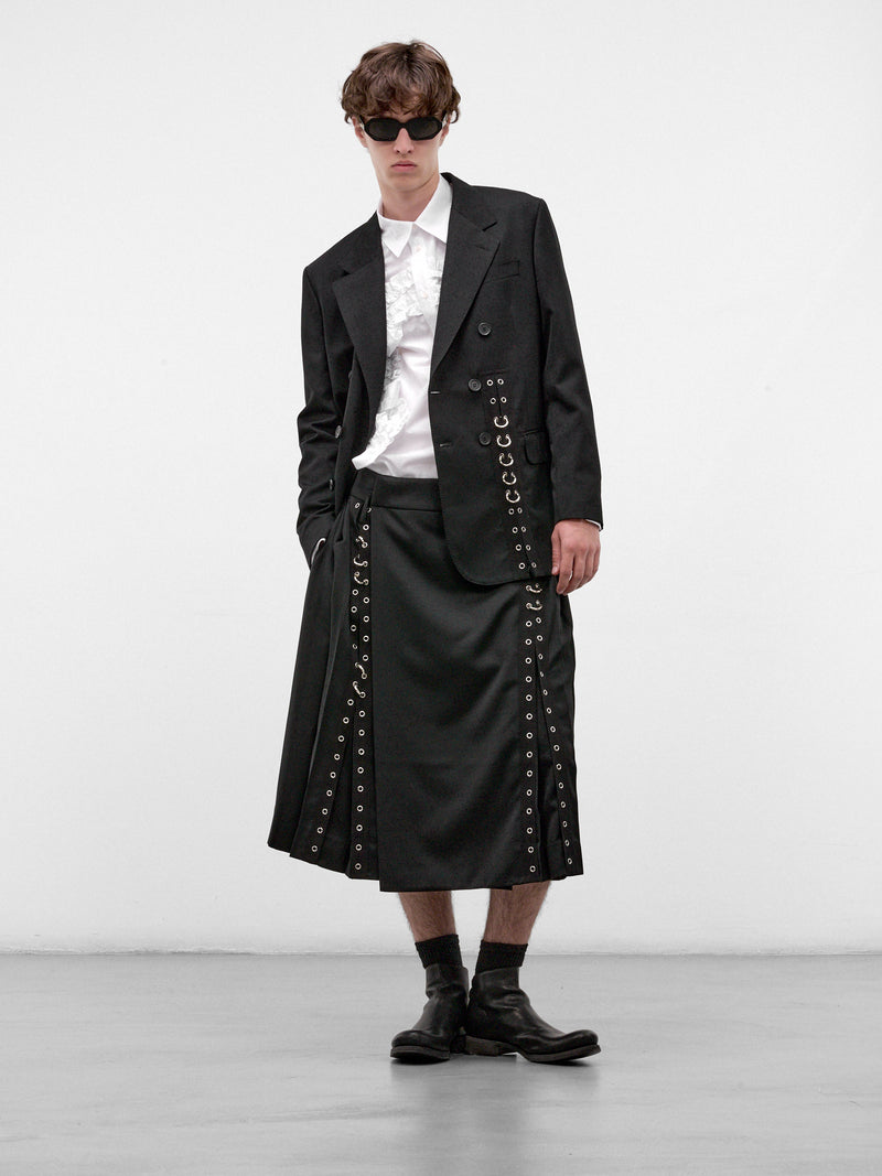 Black Double-Breasted Grommet Blazer (6188ED-1217-BLACK)