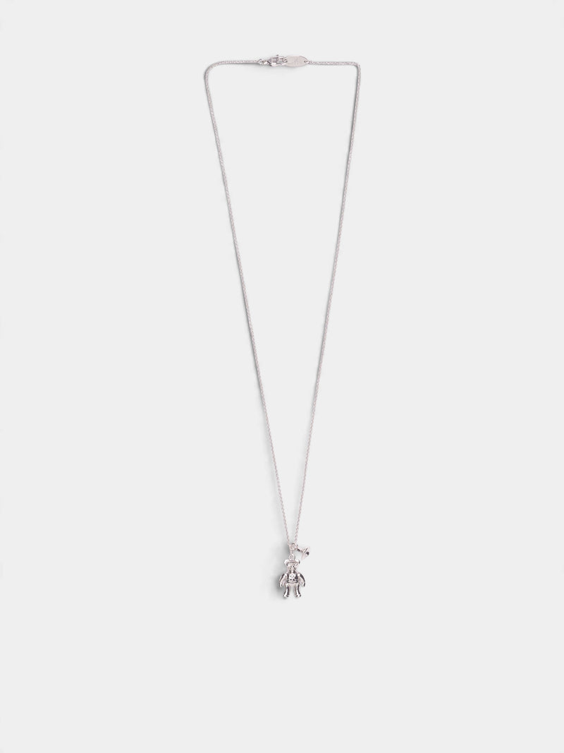 Silver Ruby Orb Pendant Necklace (630203KP-02P136-PLATINUM-BLACK)