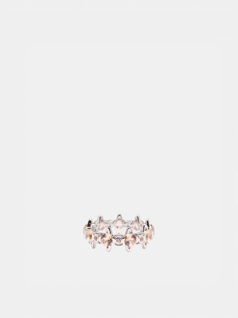 Pink Stone Silver Warwick Ring (64040169-01P776-PLATINUM-PEACH)